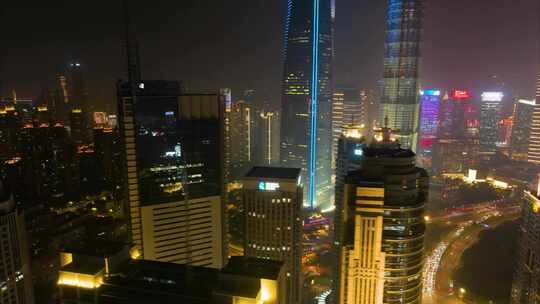 上海市城市地标车流交通运输夜晚夜景航拍延视频素材模板下载