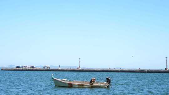 海面渔船空镜头