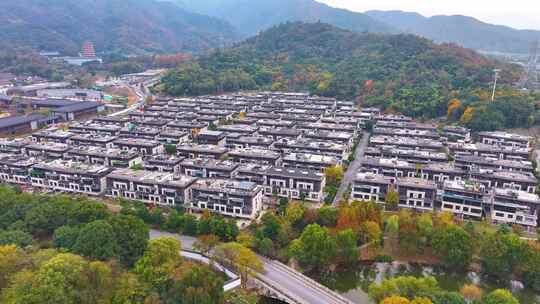 浙江绍兴会稽山景区大禹陵景区航拍越城区风视频素材模板下载