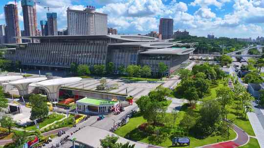 东莞市东莞大道鸿福路航拍车流城市风景风光