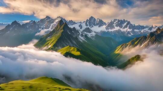 壮美雪山云海自然风光