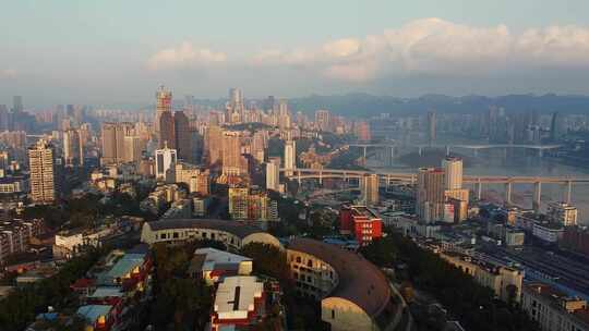 重庆鹅岭航拍城市建筑地标