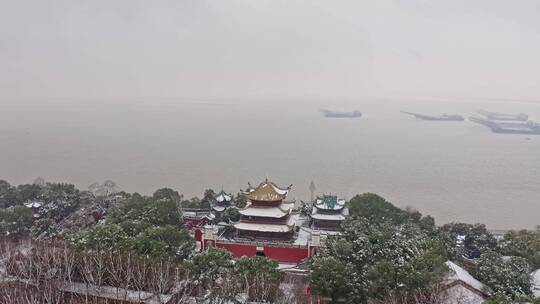 湖南岳阳洞庭湖岳阳楼风光航拍视频素材模板下载