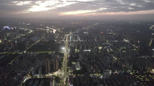 湖南衡阳城市夜景航拍4k