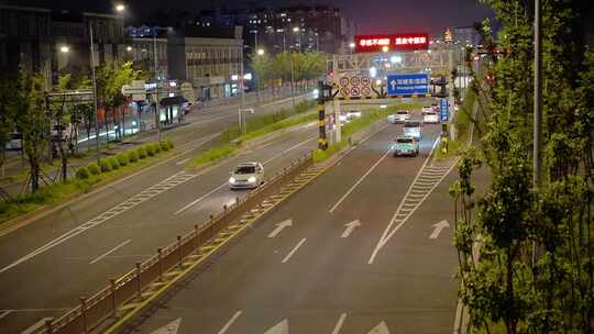 夜景城市隧道车流快速路道路行驶交通