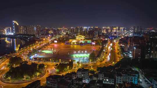 揭阳楼夜景航拍延时