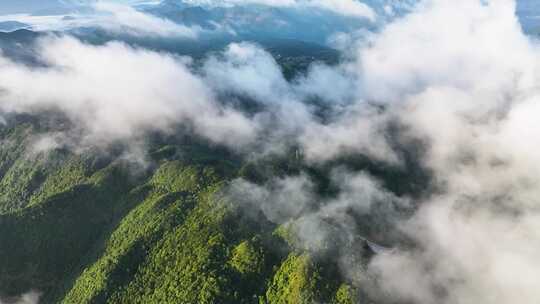 航拍美丽乡村振兴高山穿云云海公路唯美