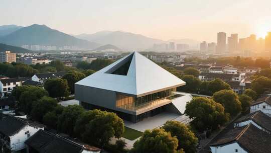 现代建筑城市鸟瞰全景