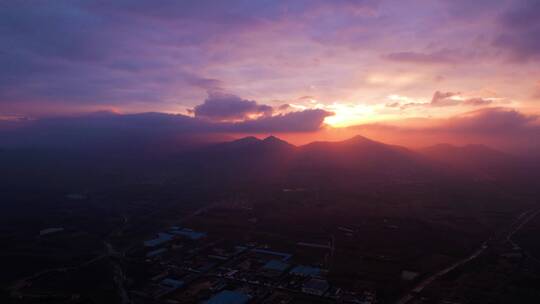 航拍落日夕阳