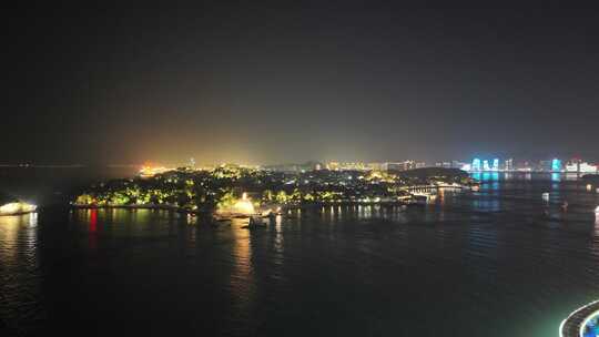 福建厦门鼓浪屿夜景航拍