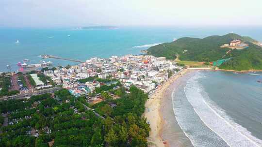 4K后海村航拍后海渔村冲浪海棠湾后海村