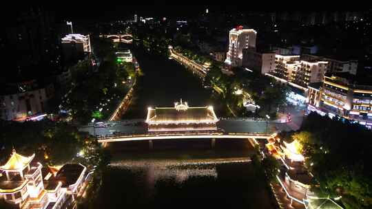 福建三明泰宁古城夜景航拍