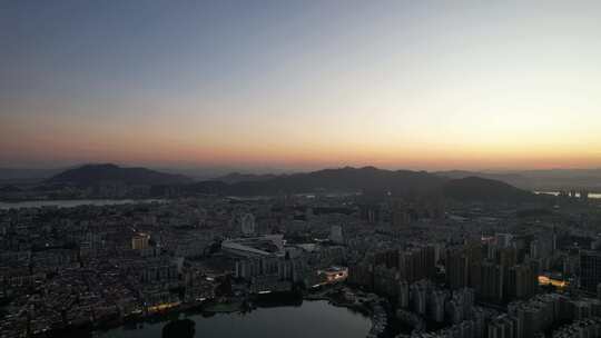 广东肇庆城市日落晚霞夕阳航拍