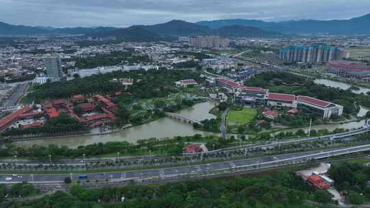 漳州南山文化生态园航拍城市景观