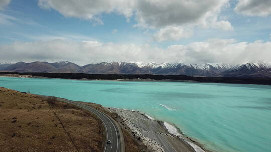 新西兰普卡基湖航拍4k视频素材模板下载