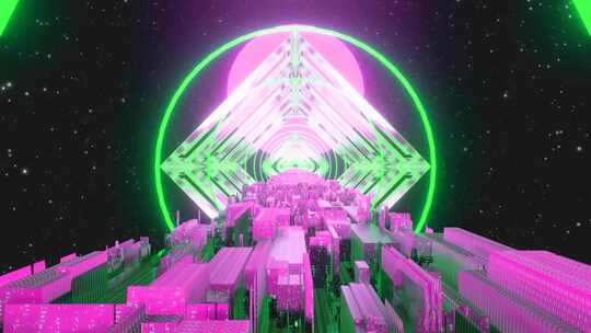 环状紫色绿色空间电影隧道