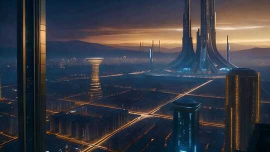 未来主义科幻城市视频素材模板下载
