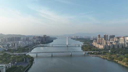 惠州东江风景航拍惠州大桥合生大桥河流风光