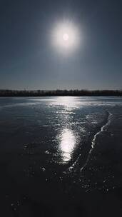 潮白河冰面自然美风景天空水云湖面江面