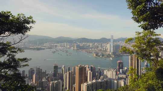 香港维多利亚港中环海滨海港海洋城市天际线