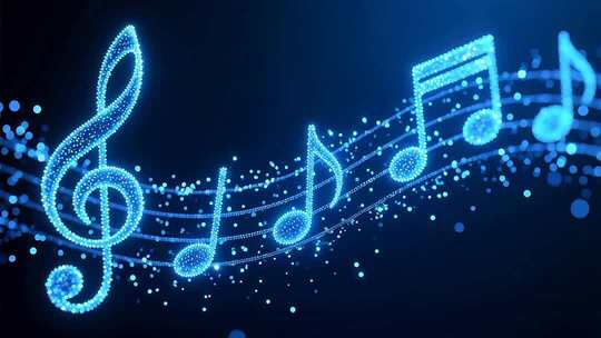 蓝色粒子音符跳动4K