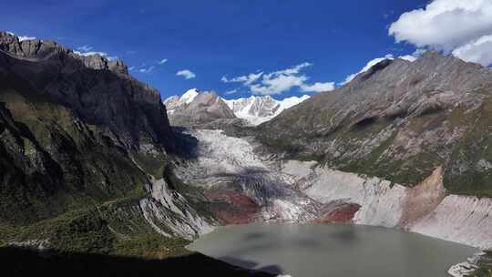 西藏那曲地区布加雪山冰川冰湖高空航拍