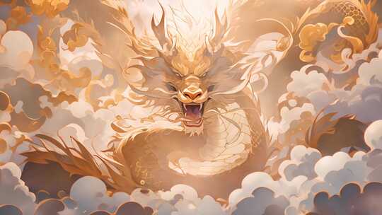 龙年中国龙云雾里的神龙动画