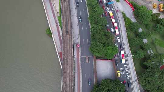 广州繁忙的道路交通航拍