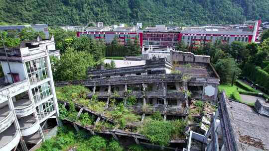 5.12汶川大地震漩口中学遗址白昼航拍