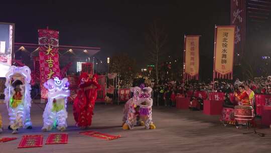 城市夜晚喜庆佳节传统民俗表演
