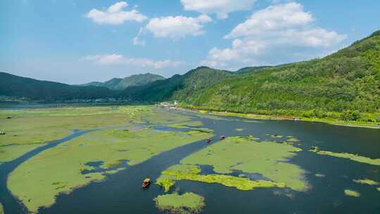 云南腾冲北海湿地公园自然风光航拍延时