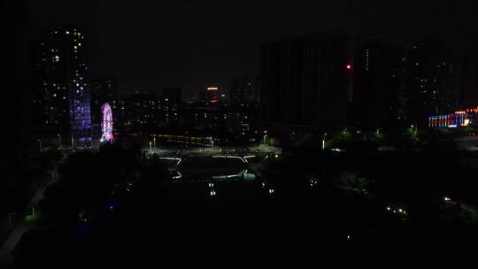 湖南湘西怀化城市夜景航拍