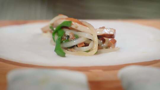 春卷制作高清镜头