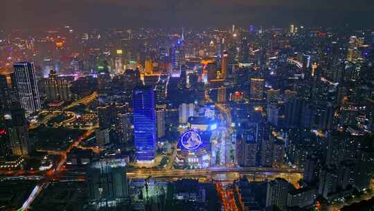 航拍上海城市夜景