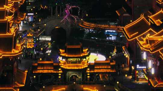 航拍四川眉山城市夜景