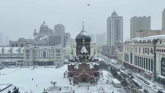 圣索菲亚大教堂雪景视频素材模板下载