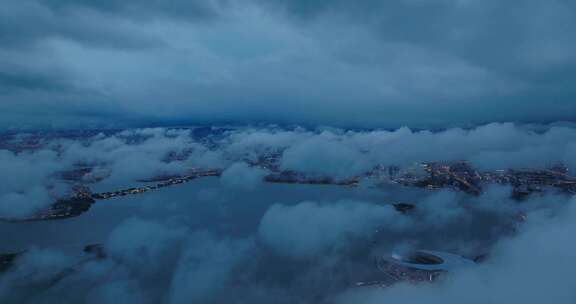 苏州东方之门金鸡湖夜景