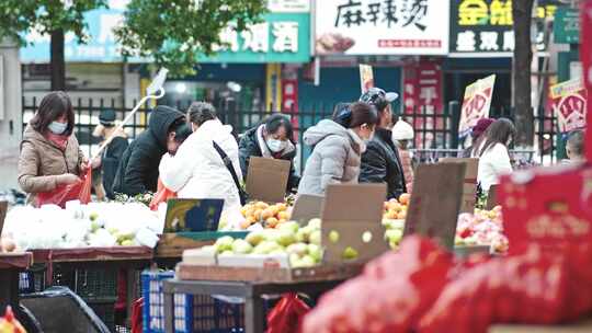 春节年货市场烟火气视频