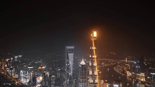 上海中心夜景延时航拍