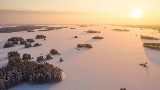 日出 日落 森林 冬季 冬天 雪景