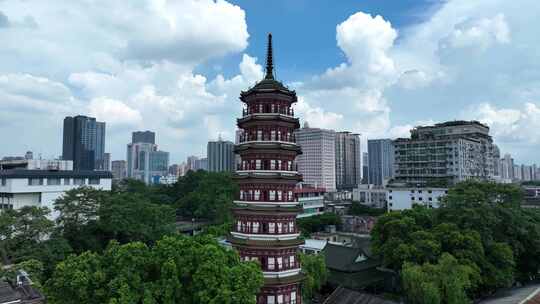 广东省广州市越秀区六榕寺塔全景航拍