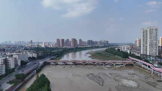 四川德阳青衣江路大桥航拍