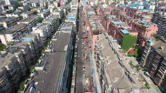 安徽蚌埠城市老城区街道航拍