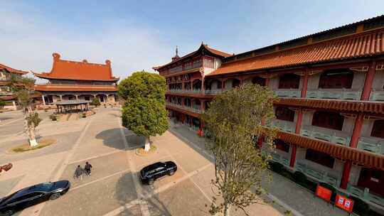 穿越机航拍扬州高旻寺鸽子群寺庙建筑视频素材模板下载