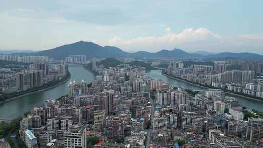 航拍广东韶关大景韶关城市建设