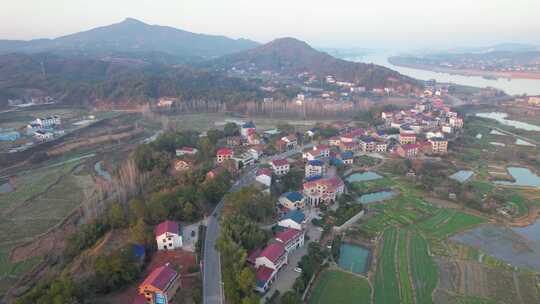 4k航拍湖南衡山县乡村田园风光