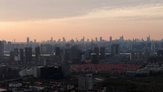 上海城市夕阳场景