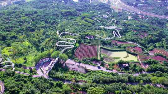 成都龙泉山城市森林公园高空栈道观景台航拍