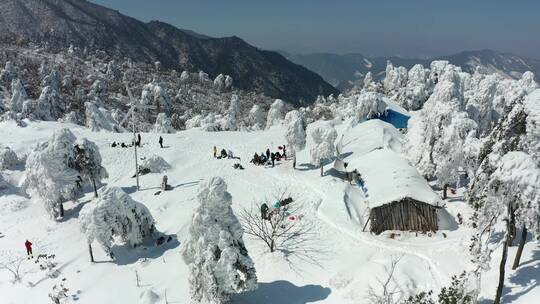 临安百丈岭雪景风光4K航拍