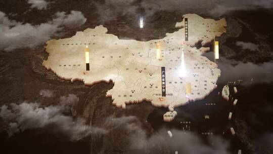 全国省份复古三维地图AE模板视频素材模板下载